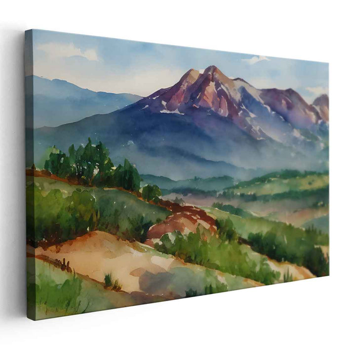 Tranquil Hues Nocturne: Tranquil Watercolor Landscape Canvas Art