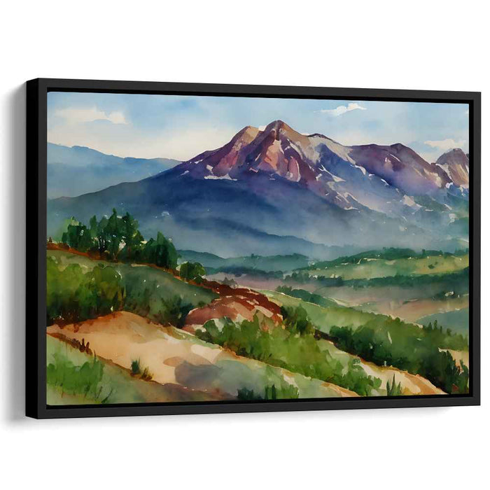 Tranquil Hues Nocturne: Tranquil Watercolor Landscape Canvas Art