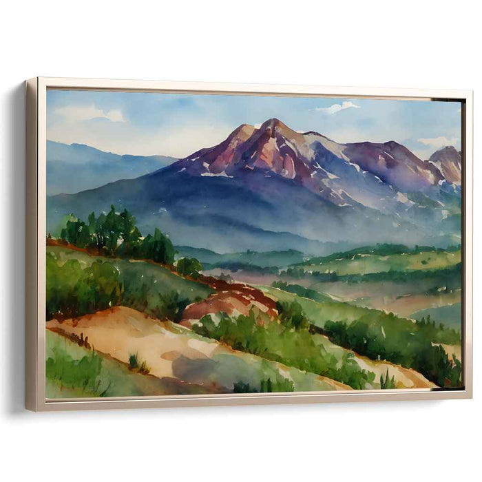 Tranquil Hues Nocturne: Tranquil Watercolor Landscape Canvas Art