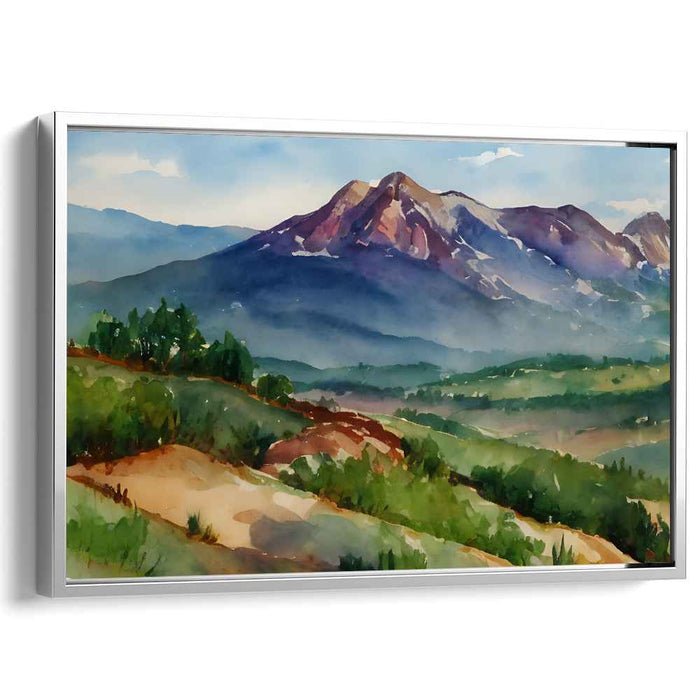 Tranquil Hues Nocturne: Tranquil Watercolor Landscape Canvas Art