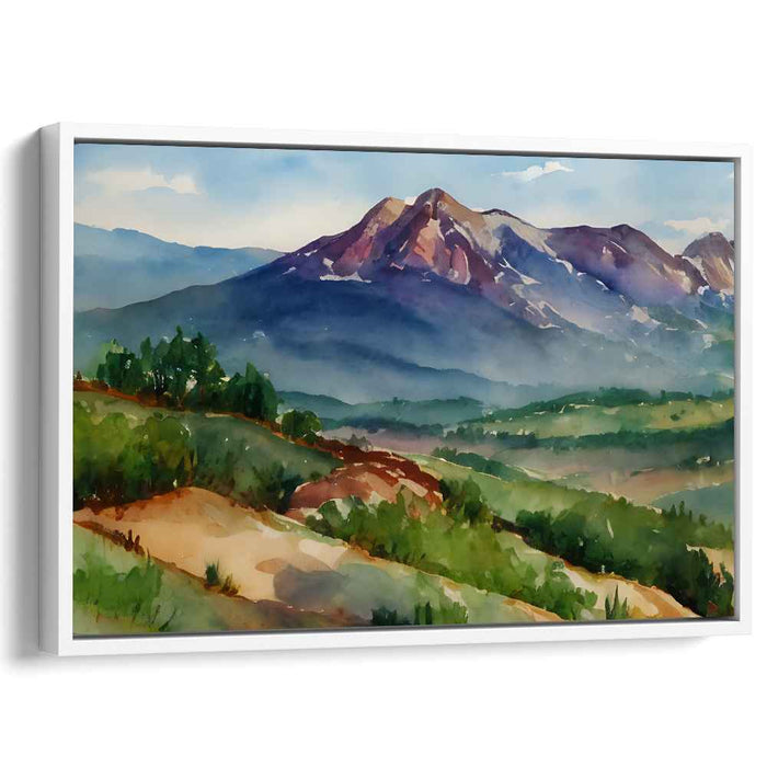 Tranquil Hues Nocturne: Tranquil Watercolor Landscape Canvas Art