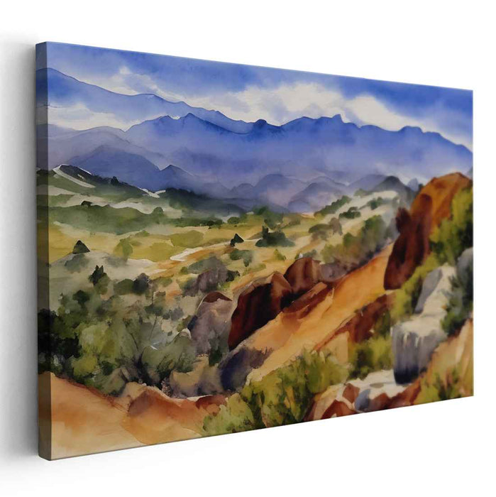 Tranquil Aqua Brushstrokes: Serene Landscape Watercolor Art Print