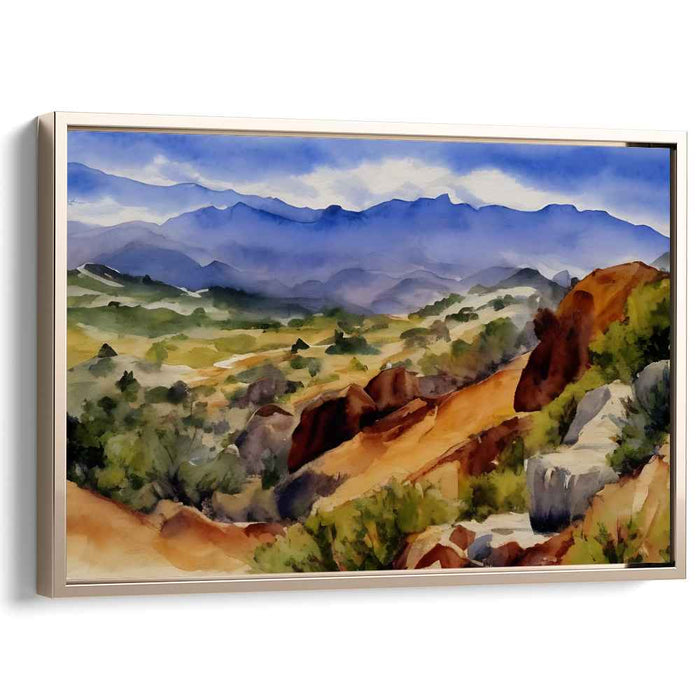 Tranquil Aqua Brushstrokes: Serene Landscape Watercolor Art Print