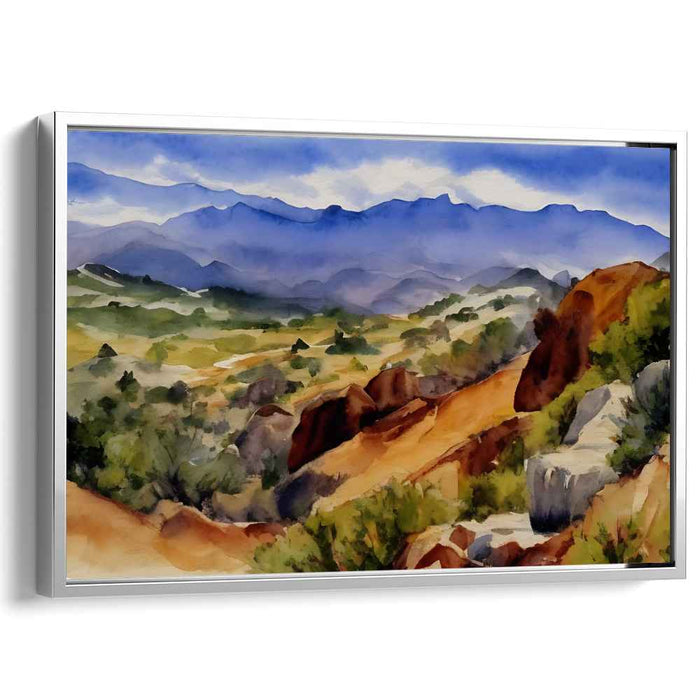 Tranquil Aqua Brushstrokes: Serene Landscape Watercolor Art Print