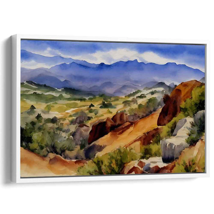 Tranquil Aqua Brushstrokes: Serene Landscape Watercolor Art Print
