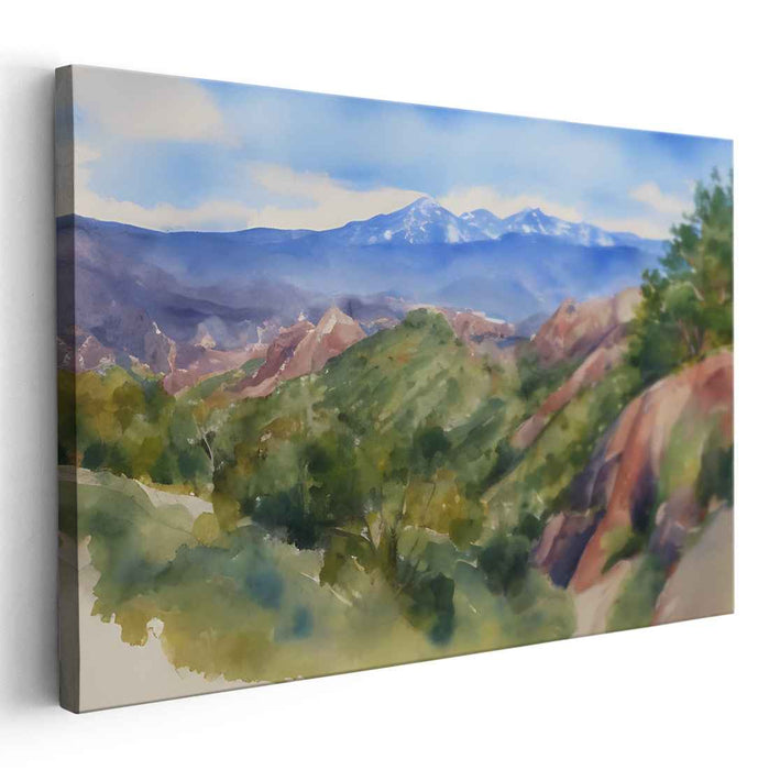 Misty Serenity Brushstrokes: Watercolor Landscape Art Print