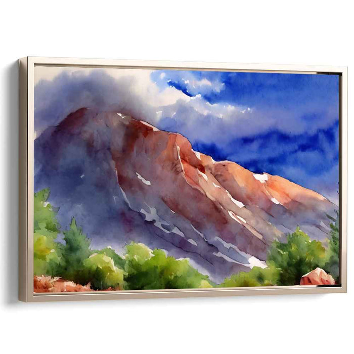 Misty Horizon Whispering Wind: Watercolor Landscape Canvas Art Print