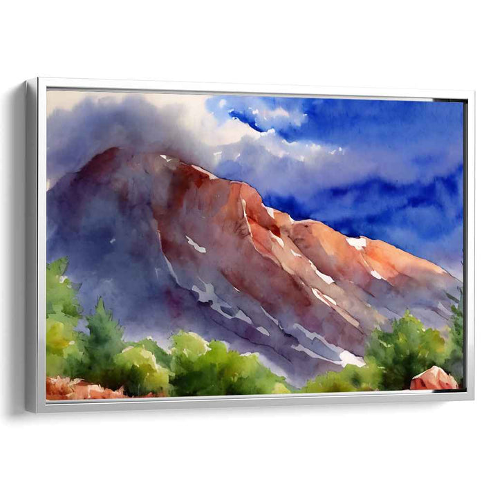 Misty Horizon Whispering Wind: Watercolor Landscape Canvas Art Print