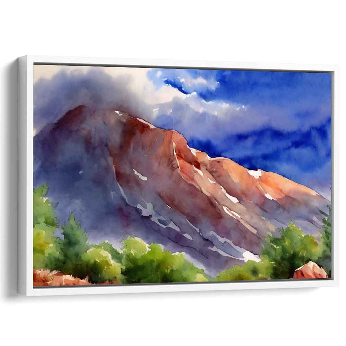 Misty Horizon Whispering Wind: Watercolor Landscape Canvas Art Print