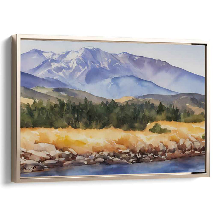 Tranquil Pastel Horizon: Serene Watercolor Landscape Canvas Art Print