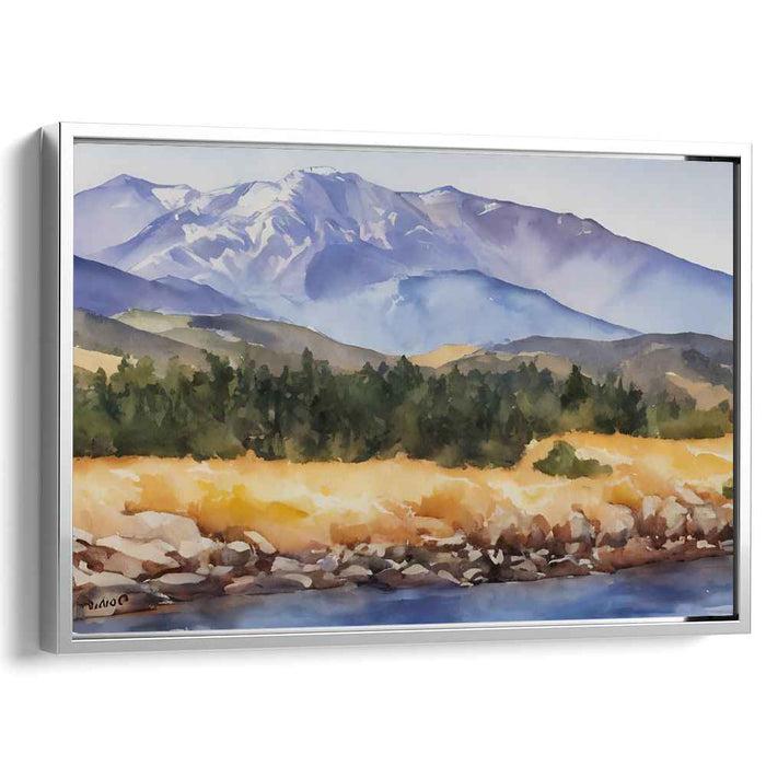 Tranquil Pastel Horizon: Serene Watercolor Landscape Canvas Art Print