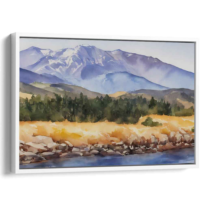 Tranquil Pastel Horizon: Serene Watercolor Landscape Canvas Art Print