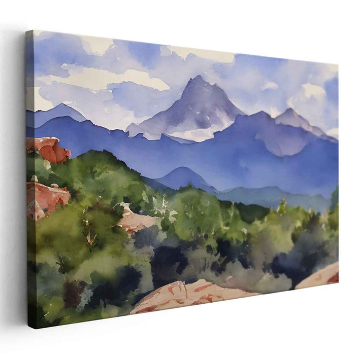 Tranquil Watercolor Vistas: Serene Watercolor Landscape Art Print