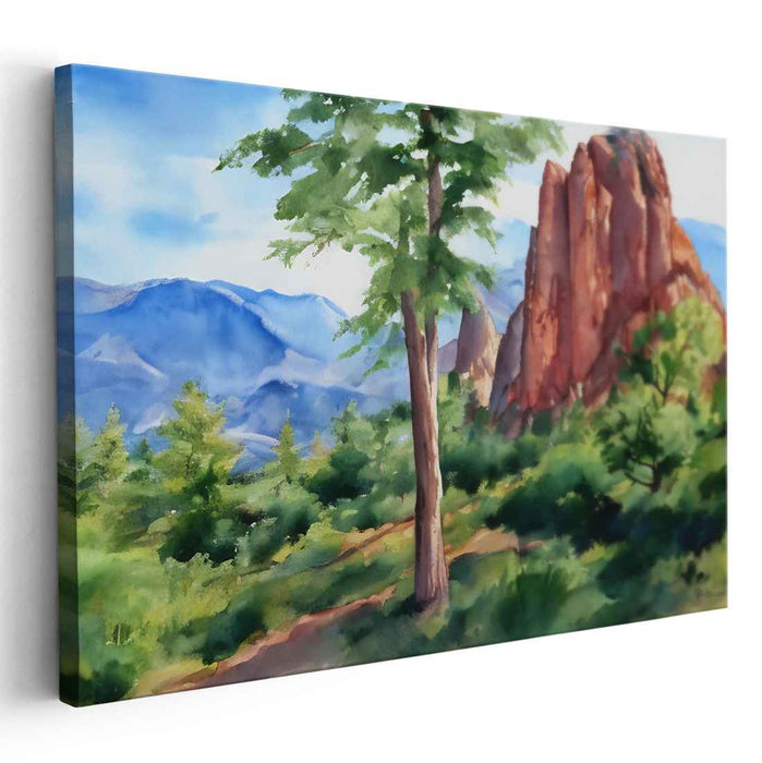 Whispering Blossoms Under Moonlight: Lush Landscape Watercolor Painting