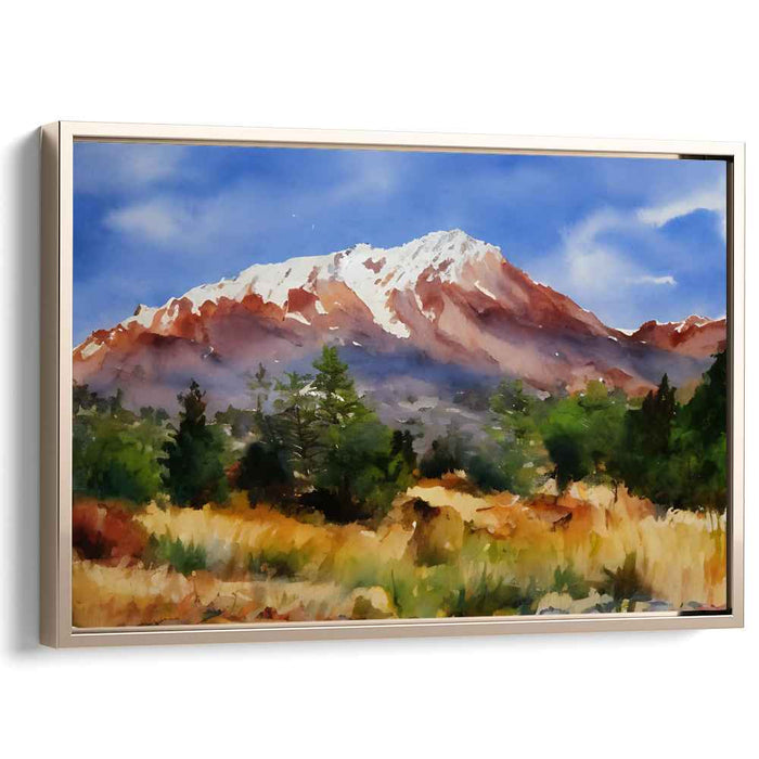 Majestic Mountain Majesty: Serene Watercolor Landscape Art