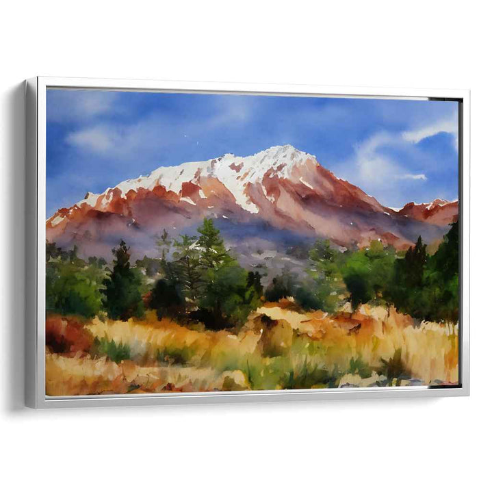 Majestic Mountain Majesty: Serene Watercolor Landscape Art