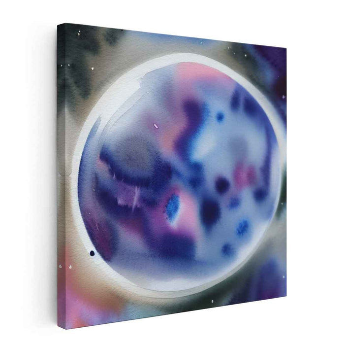 Galactic Mirage Splashes: Abstract Cosmic Watercolor Canvas Art