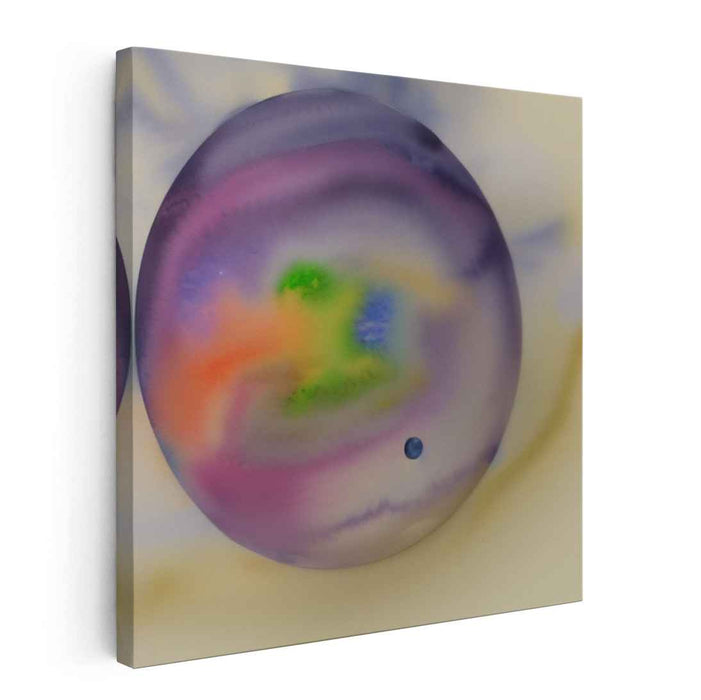 Nebulous Emerald Rhapsody: Abstract Purple and Green Watercolor Canvas Art Print