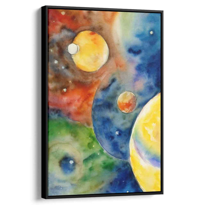 Celestial Voyage in Hues: A Vivid Watercolor Journey Through Space