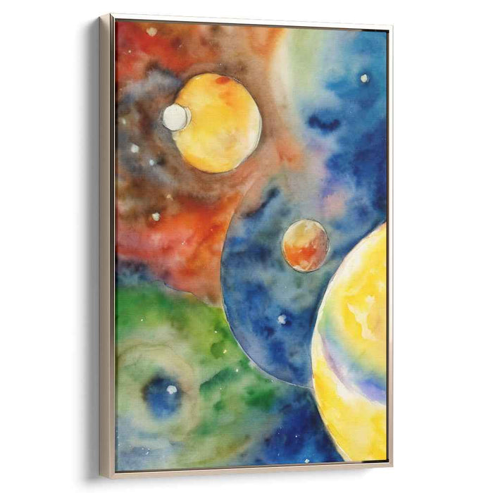 Celestial Voyage in Hues: A Vivid Watercolor Journey Through Space