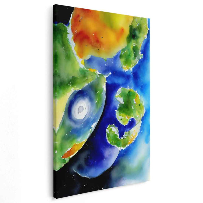 Ethereal Nebula Symphony: Abstract Cosmic Watercolor Canvas Art Print