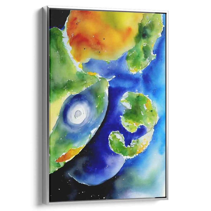 Ethereal Nebula Symphony: Abstract Cosmic Watercolor Canvas Art Print