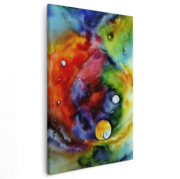 Stardust Ripples in Color Splash: Vivid Watercolor Galaxy Art Print