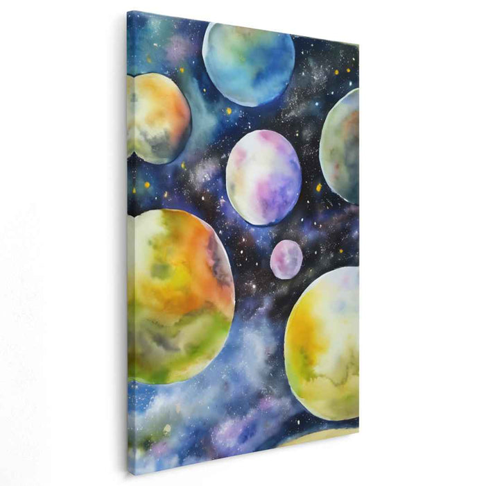 Cosmic Hues Dance Among Stars: Watercolor Planets in Deep Space