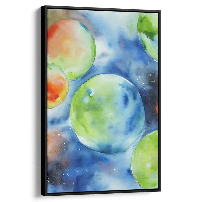 Cosmic Spheres: Abstract Watercolor Galaxy Art Print