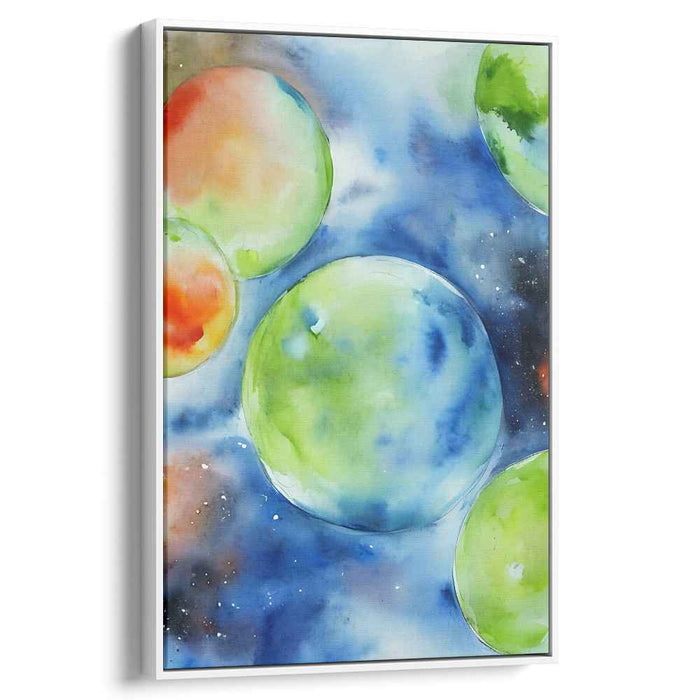 Cosmic Spheres: Abstract Watercolor Galaxy Art Print