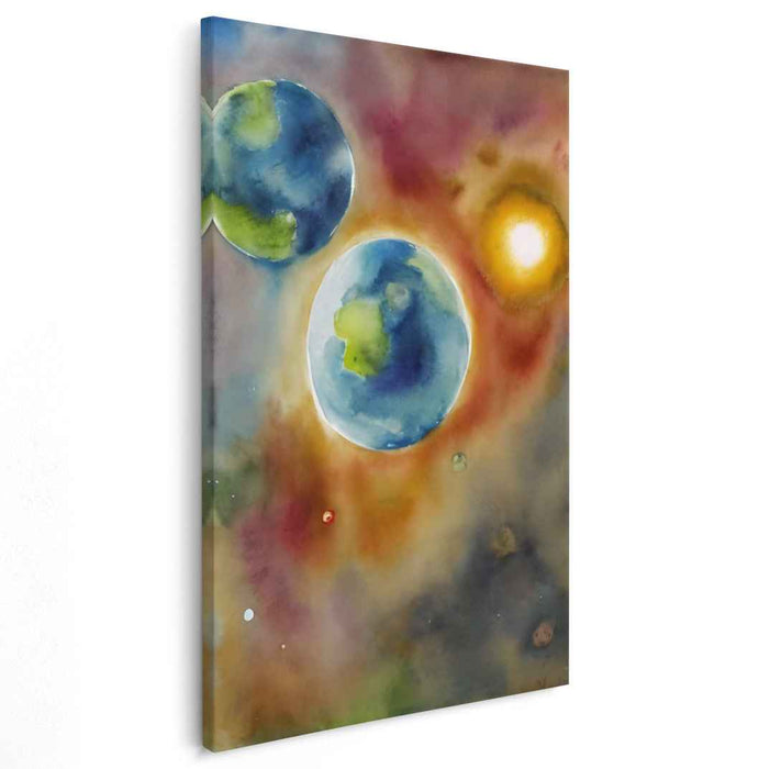 Cosmic Aquatica: Watercolor Visions of the Cosmos Canvas Art Print
