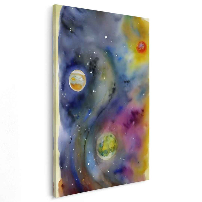 Celestial Garden: Watercolor Cosmos Landscape