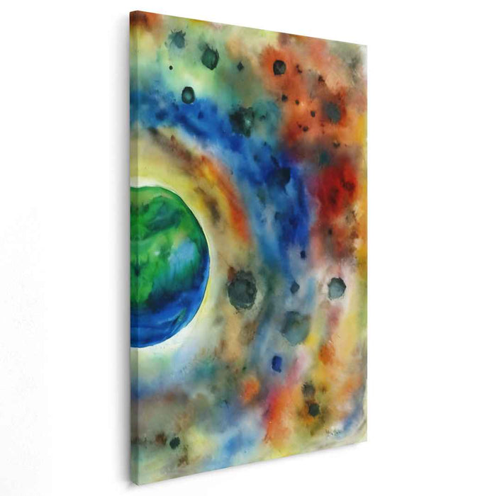 Galactic Echoes: Abstract Watercolor Space Canvas Art