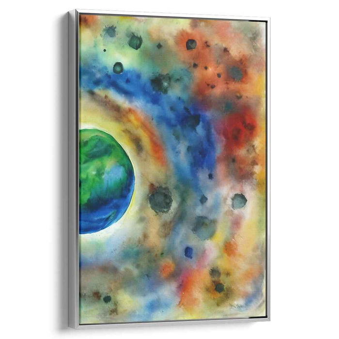 Galactic Echoes: Abstract Watercolor Space Canvas Art