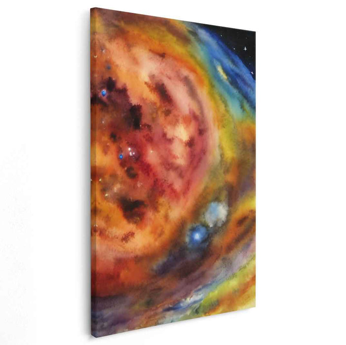 Galactic Oceans: Nebula Watercolor Canvas Art Print