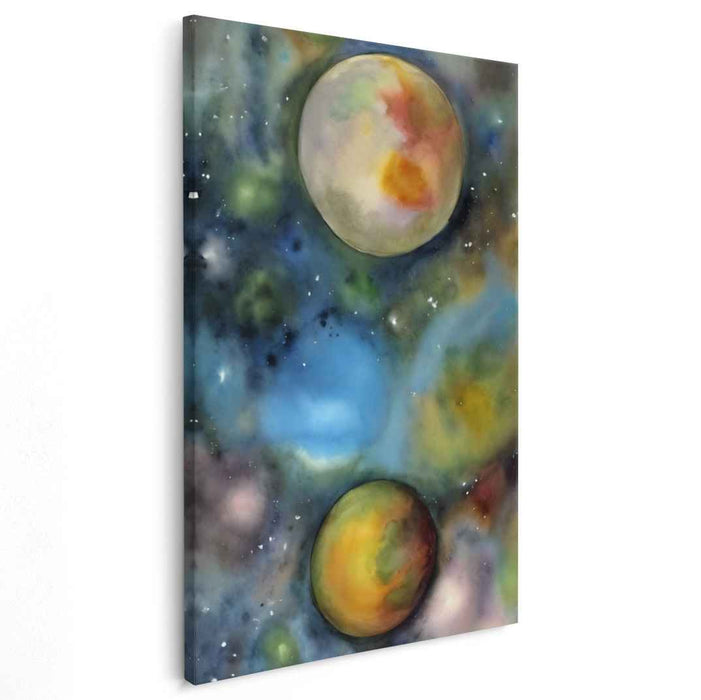 Celestial Ballet Brushstrokes: Watercolor Planets in a Cosmic Dance