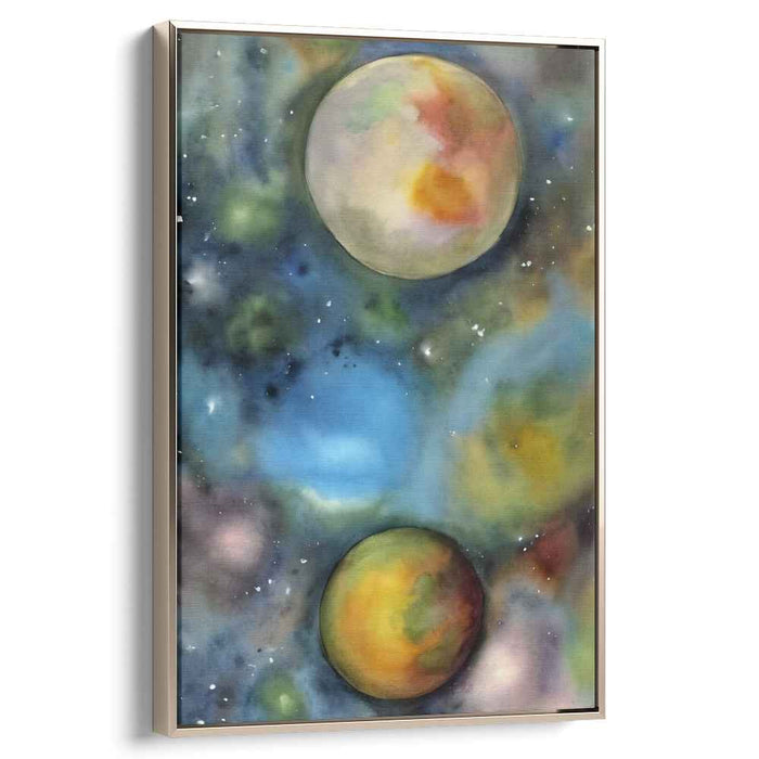 Celestial Ballet Brushstrokes: Watercolor Planets in a Cosmic Dance