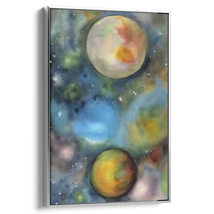 Celestial Ballet Brushstrokes: Watercolor Planets in a Cosmic Dance
