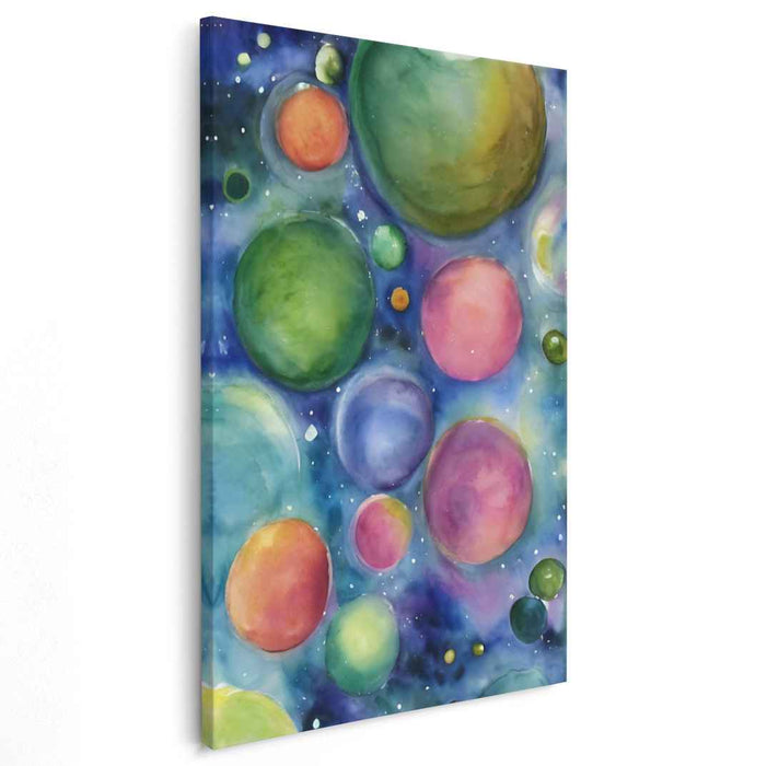 Celestial Melody Dance: A Symphony of Planets and Stars Watercolor Canvas Art