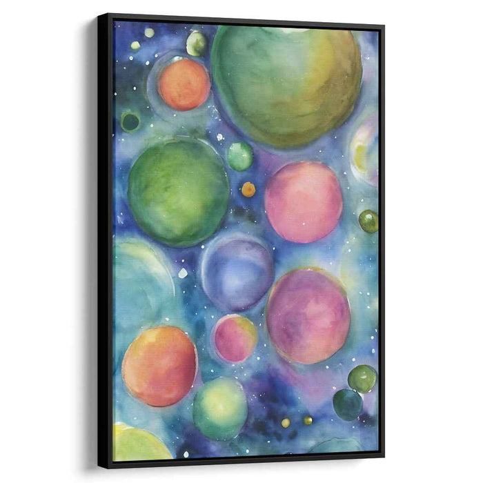 Celestial Melody Dance: A Symphony of Planets and Stars Watercolor Canvas Art