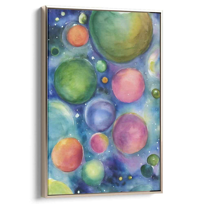 Celestial Melody Dance: A Symphony of Planets and Stars Watercolor Canvas Art