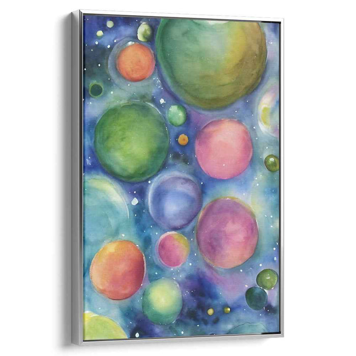 Celestial Melody Dance: A Symphony of Planets and Stars Watercolor Canvas Art