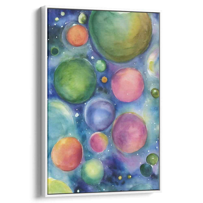 Celestial Melody Dance: A Symphony of Planets and Stars Watercolor Canvas Art