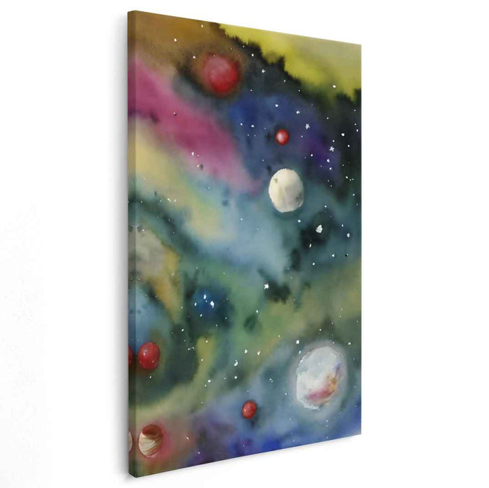 Celestial Chromatic Ripples: Abstract Cosmic Watercolor Art Print