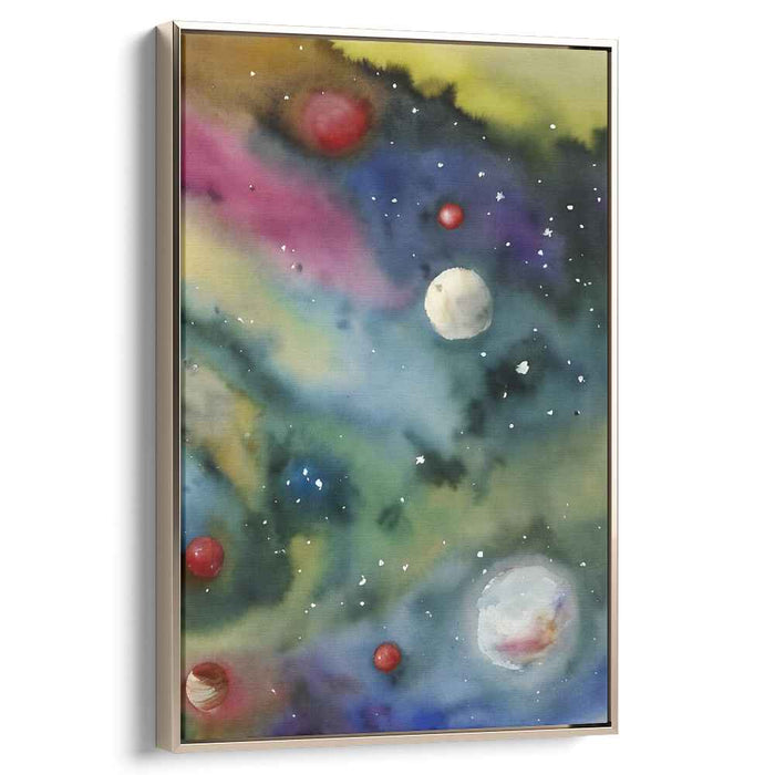 Celestial Chromatic Ripples: Abstract Cosmic Watercolor Art Print