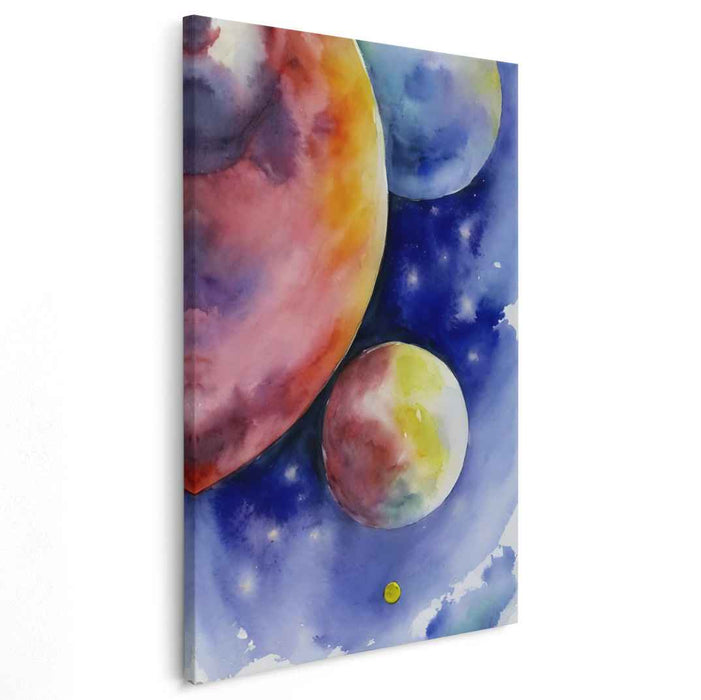 Galactic Ephemeral Ripples: Abstract Cosmic Watercolor Canvas Art Print