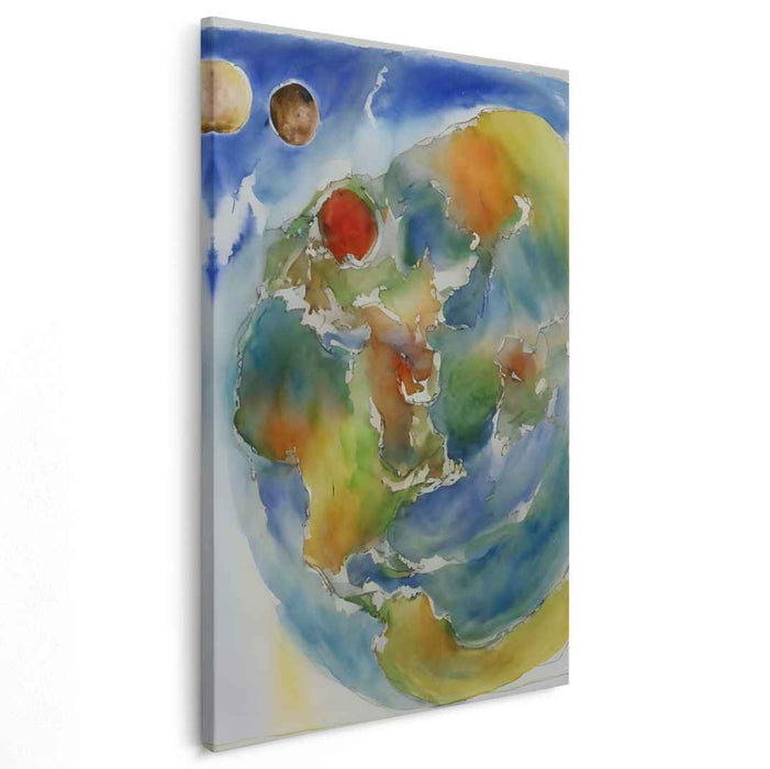 Cosmic Mirage Over Aquatic Realms: Watercolor Visions of Planetary Wonder