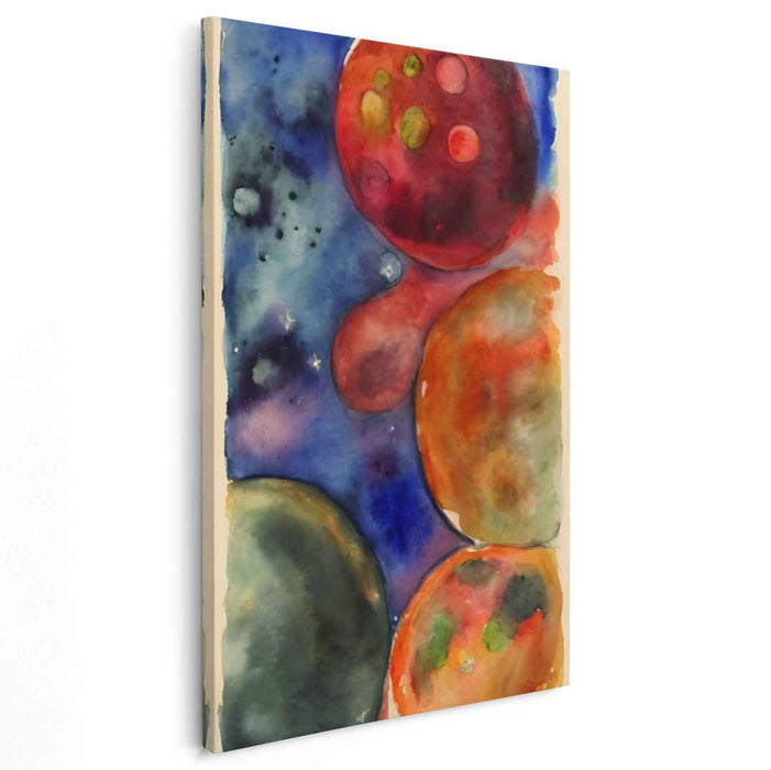 Rainbow Hues Dance on Canvas: Watercolor Symphony in Blue and Orange Canvas Art