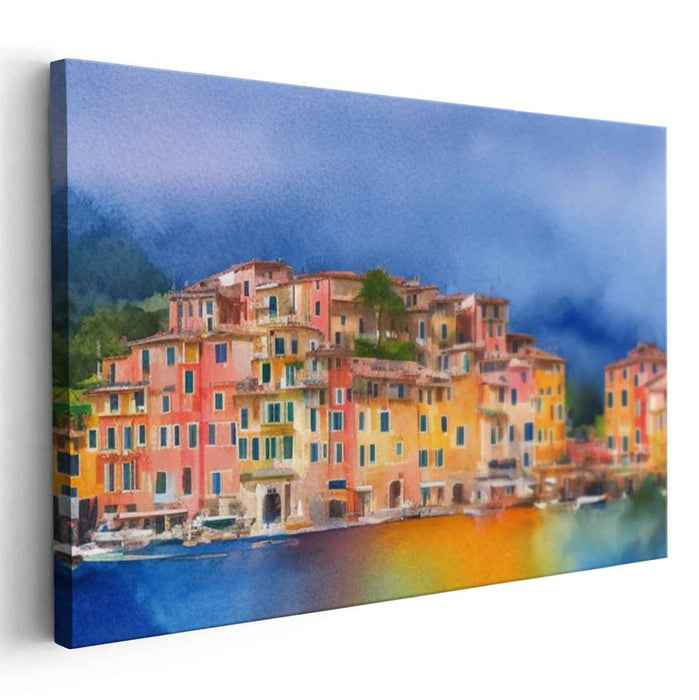 Seaside Watercolor Village: Coastal Village in Watercolor