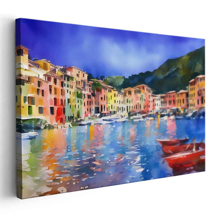 Colorful Ripples Dance: Vibrant Watercolor Reflections Canvas Art Print